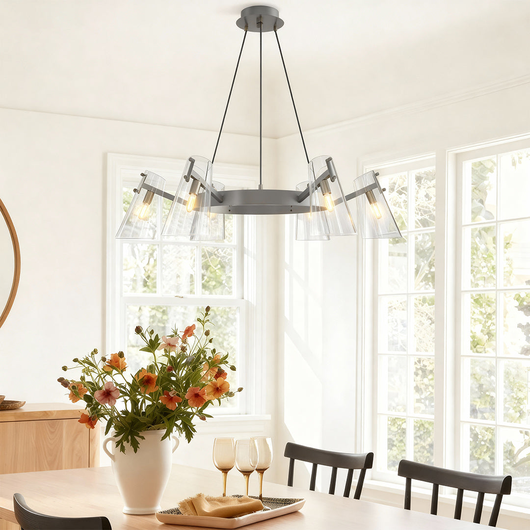 Modern Copper Chandelier with Acrylic Shades for Dining and Living Spaces