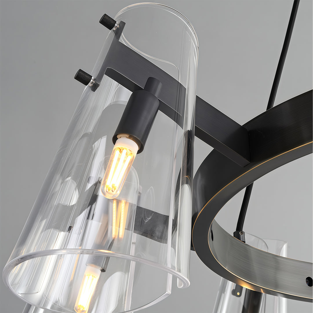 Modern Copper Chandelier with Acrylic Shades for Dining and Living Spaces