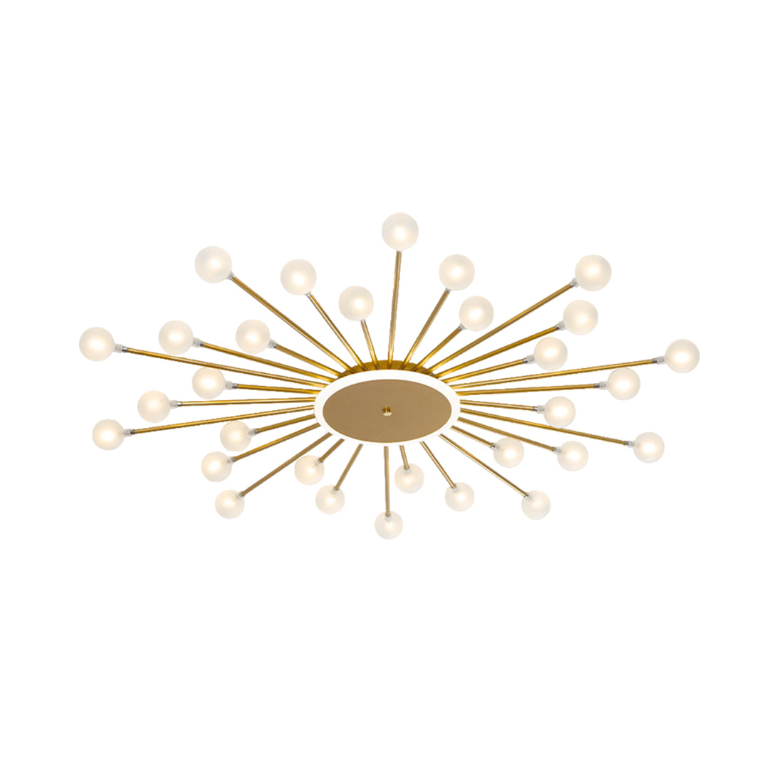 Lumière Flush Mount Ceiling Light in Glass and Iron, Modern Sputnik Design