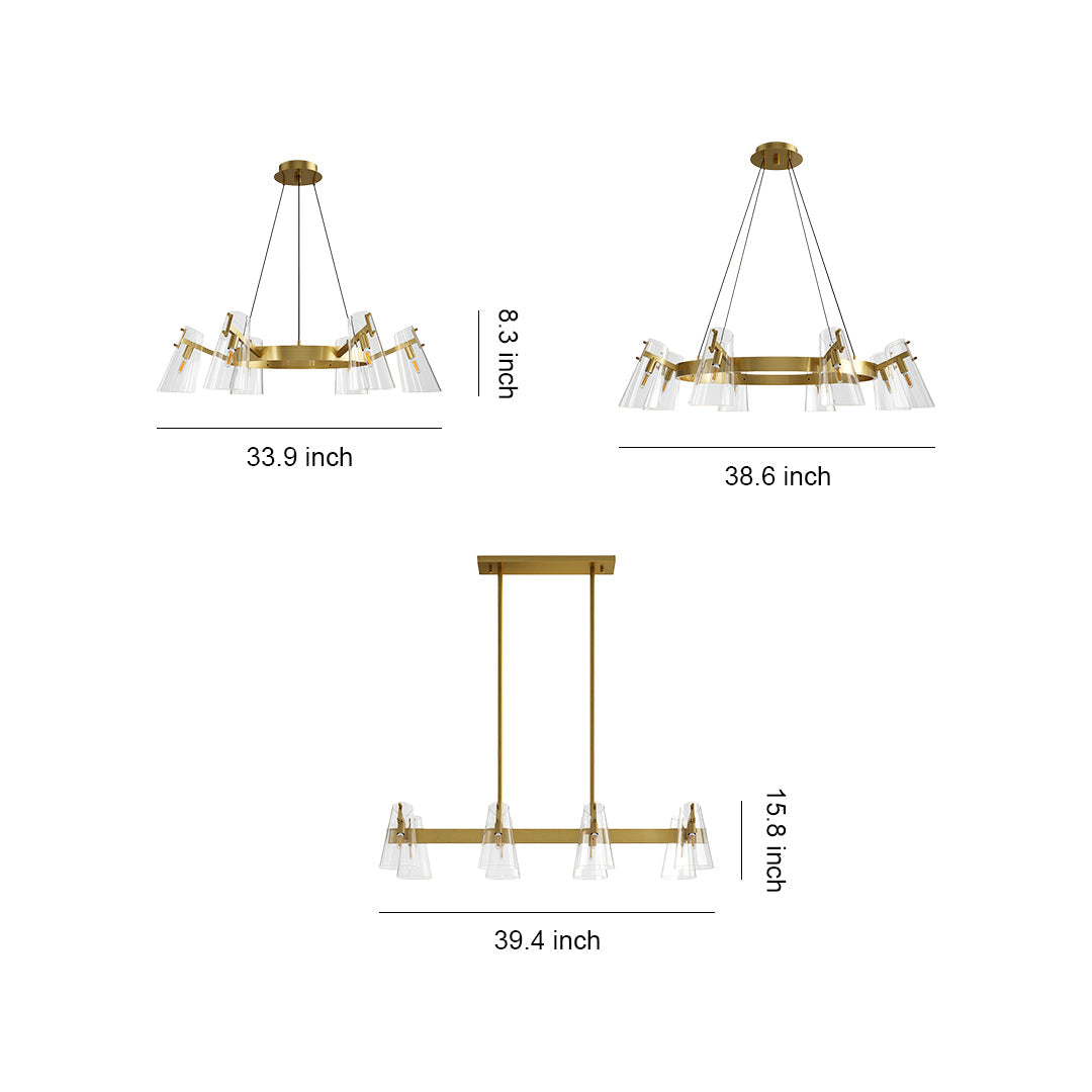 Modern Copper Chandelier with Acrylic Shades for Dining and Living Spaces
