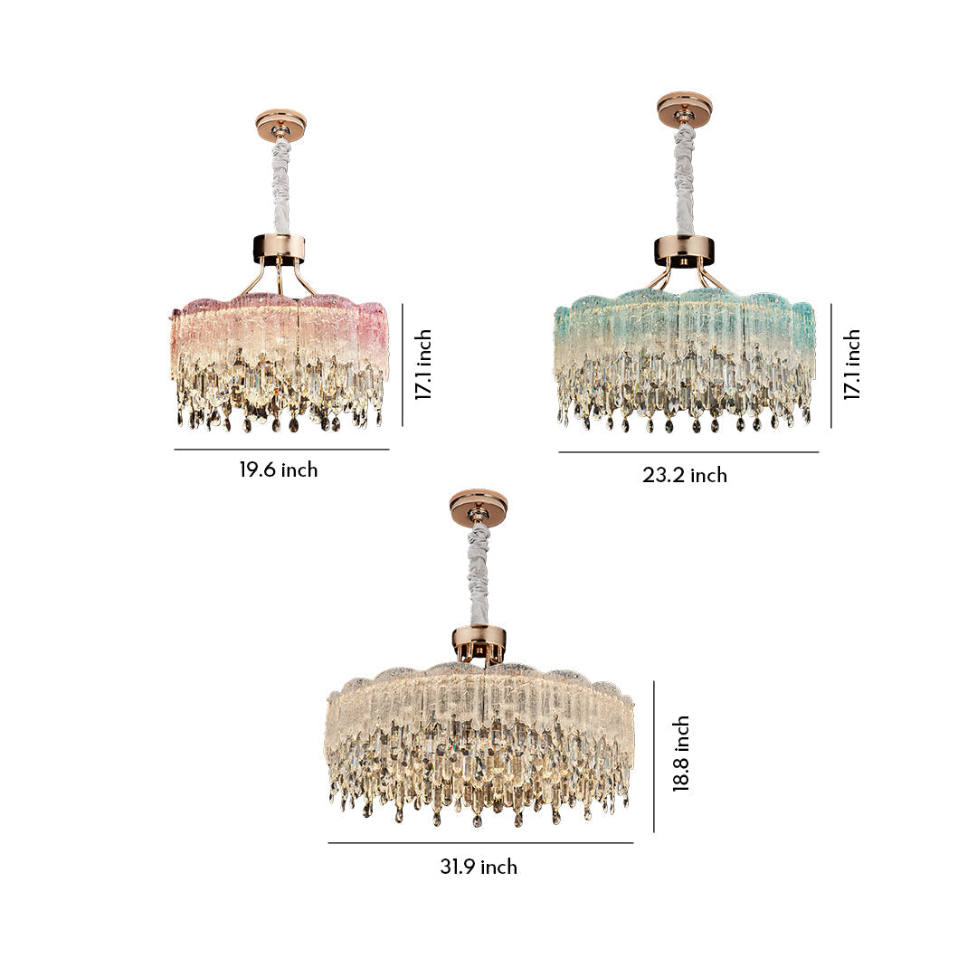 French Crystal Glass Fringe Chandelier | Luxury LED Ceiling Light