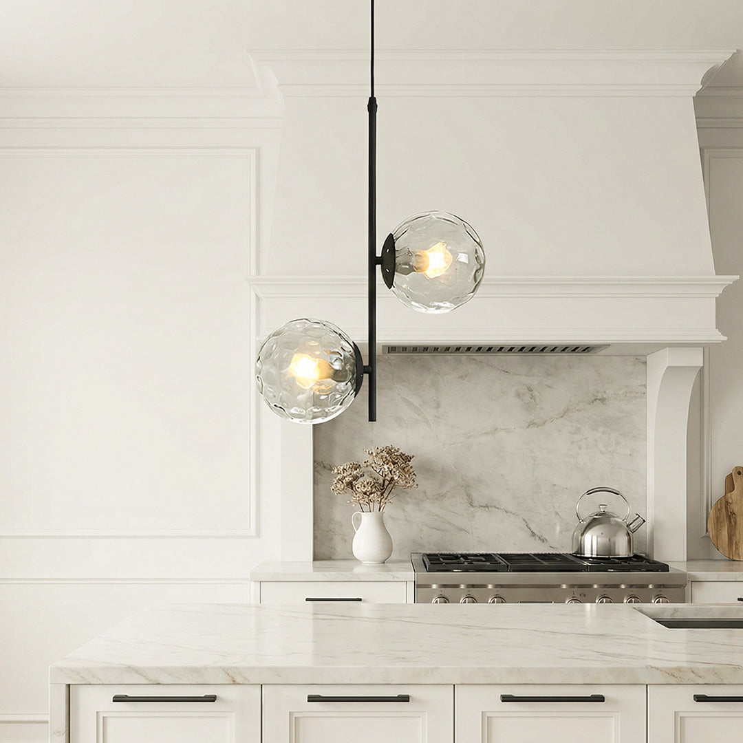Modern Double Globe Glass Pendant Light with Adjustable Cord