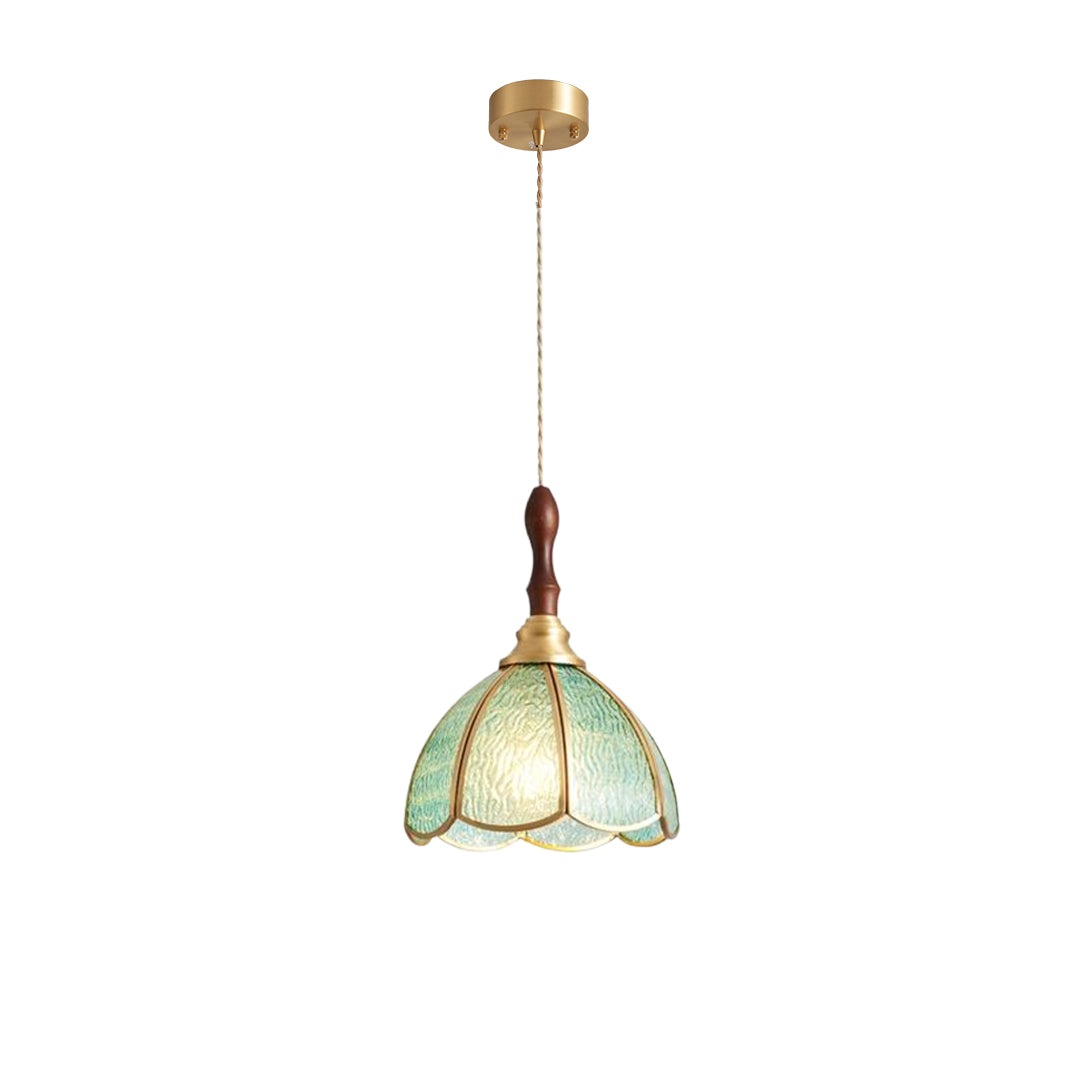 Ripple Glass Pendant Light in Copper Finish with Adjustable Hanging