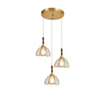 Ripple Glass Pendant Light in Copper Finish with Adjustable Hanging