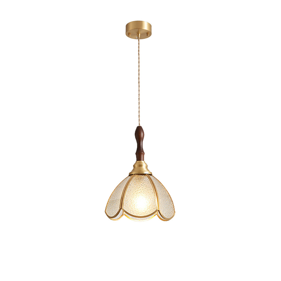 Ripple Glass Pendant Light in Copper Finish with Adjustable Hanging