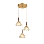 Ripple Glass Pendant Light in Copper Finish with Adjustable Hanging