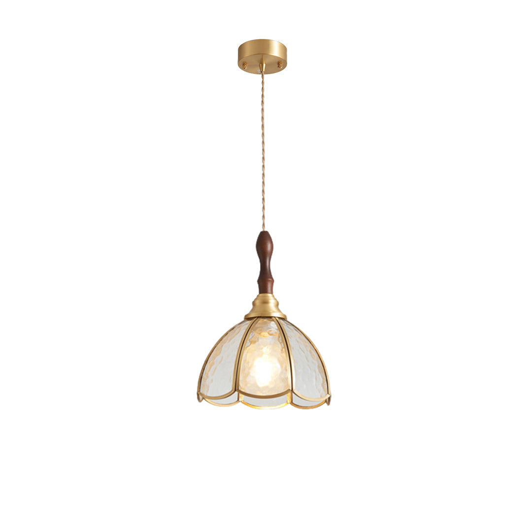 Ripple Glass Pendant Light in Copper Finish with Adjustable Hanging