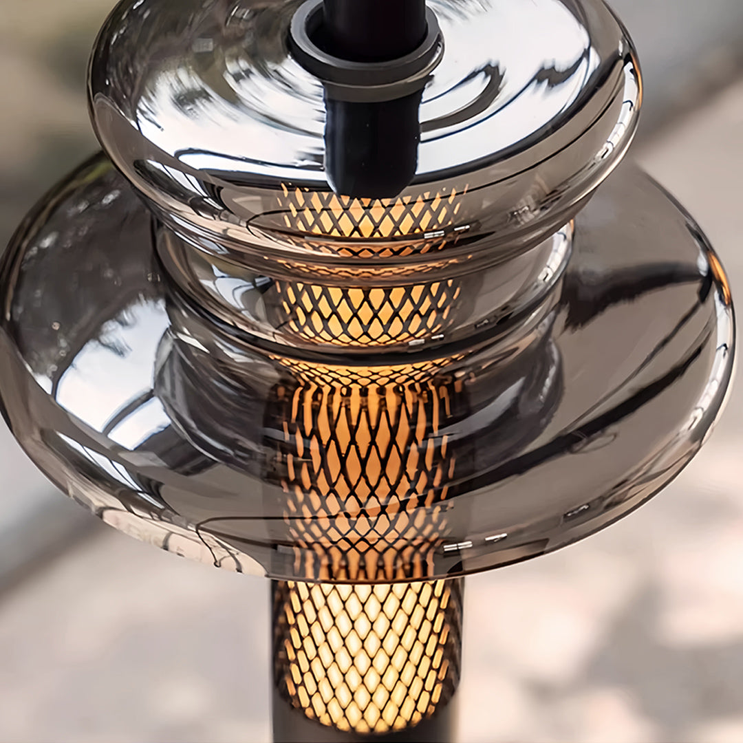 Minimalist Glass Pendant Light with Black Metal Frame