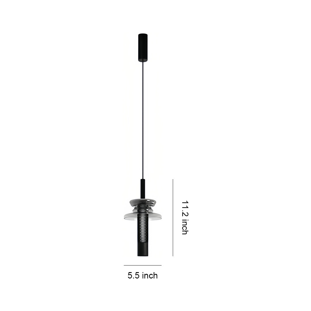 Minimalist Glass Pendant Light with Black Metal Frame