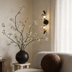 Modern Glass Wall Sconce with Black Iron Frame, Smoke Gray Shade, Dimmable LED