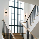 Modern Glass Wall Sconce with Black Iron Frame, Smoke Gray Shade, Dimmable LED
