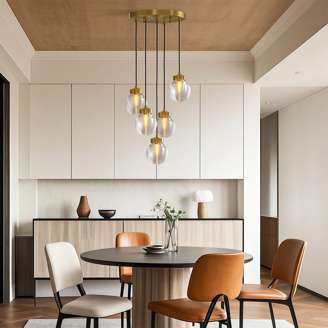 Luxury Copper Chandelier with Clear Glass Shades for Modern Interiors