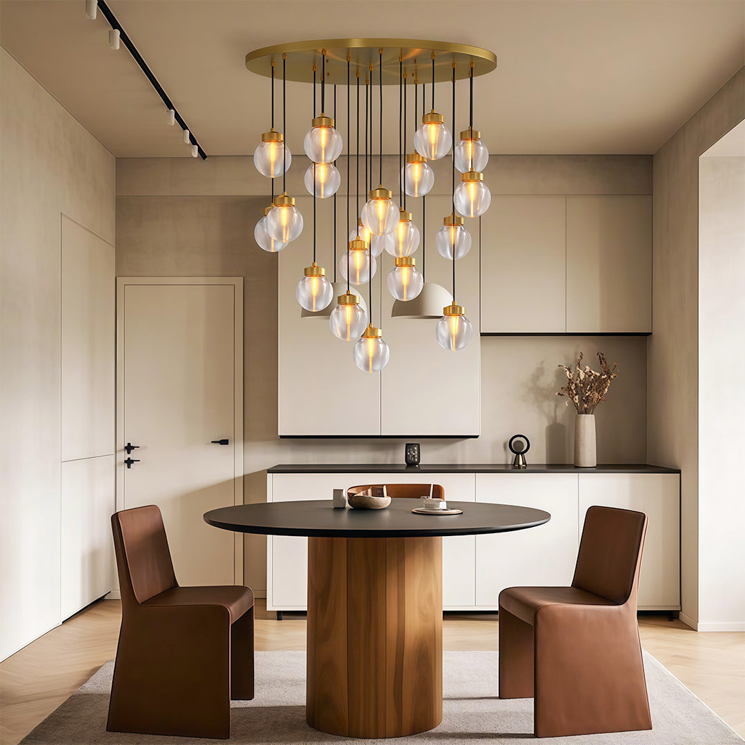 Luxury Copper Chandelier with Clear Glass Shades for Modern Interiors