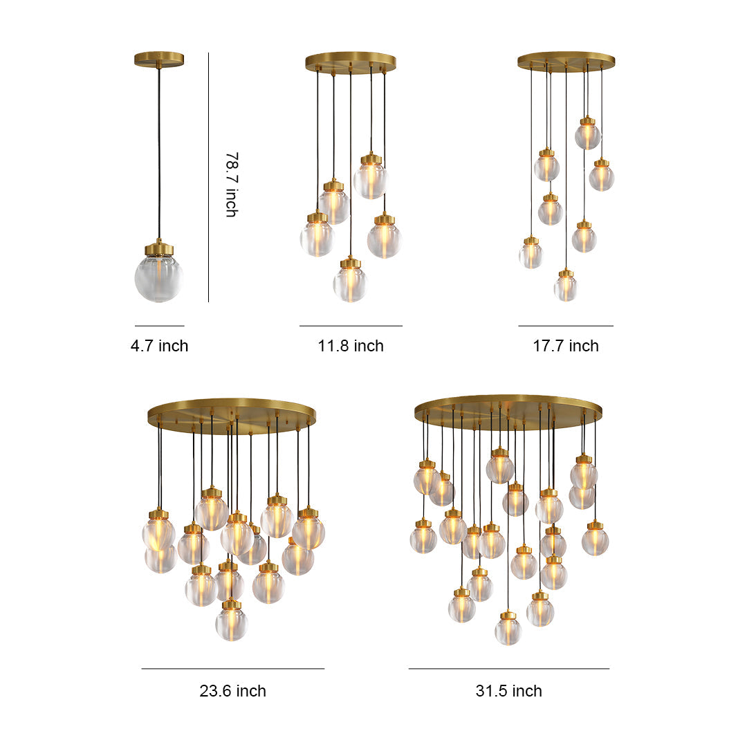 Luxury Copper Chandelier with Clear Glass Shades for Modern Interiors