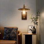 Japanese Retro Wave Glass Wall Sconce with Rubberwood Accent