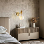Luxury Minimalist Glass Wall Sconce with Copper Frame, Modern Decorative Lighting for Bedroom, Hallway, Living Room
