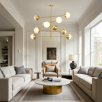 Solid Copper Globe Chandelier with Clear Glass Shades for Modern Interiors