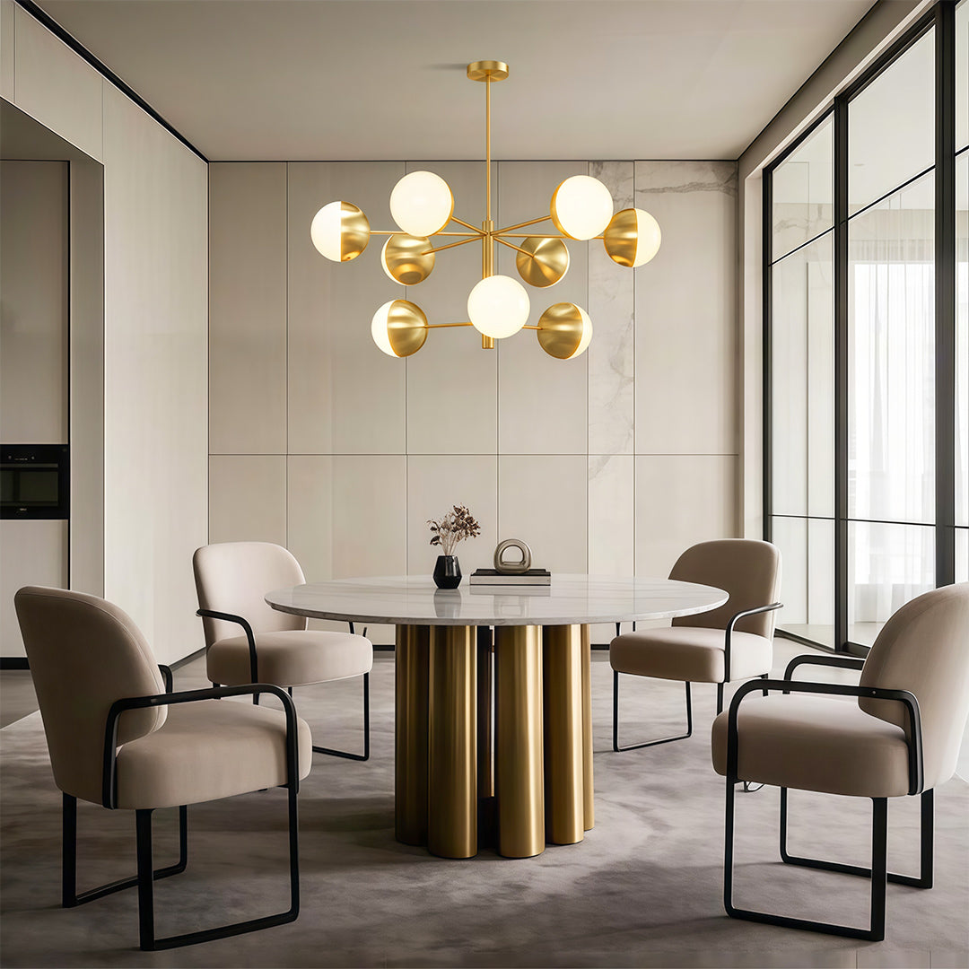 Solid Copper Globe Chandelier with Clear Glass Shades for Modern Interiors