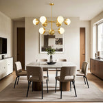 Solid Copper Globe Chandelier with Clear Glass Shades for Modern Interiors