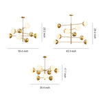 Solid Copper Globe Chandelier with Clear Glass Shades for Modern Interiors