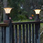 Solar Post Cap Light in Black Aluminum for Outdoor Pillars