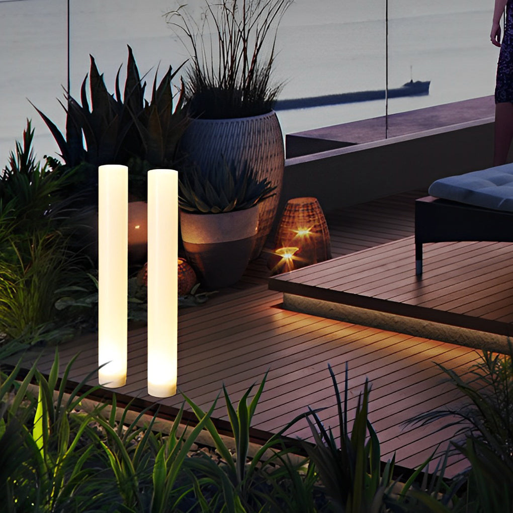 Modern Solar Lawn Lamp – Waterproof Cylindrical Post Light for Garden & Yard