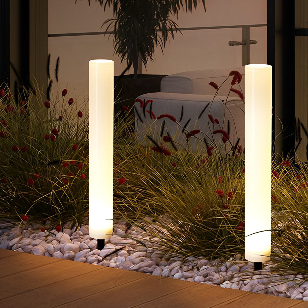 Modern Solar Lawn Lamp – Waterproof Cylindrical Post Light for Garden & Yard