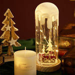 Nordic Snow Scene Table Lamp with Wooden Base and Warm LED Light