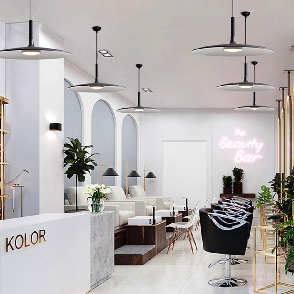 Nordic Flat Dish LED Pendant Light – Minimalist Ceiling Hanging Lamp