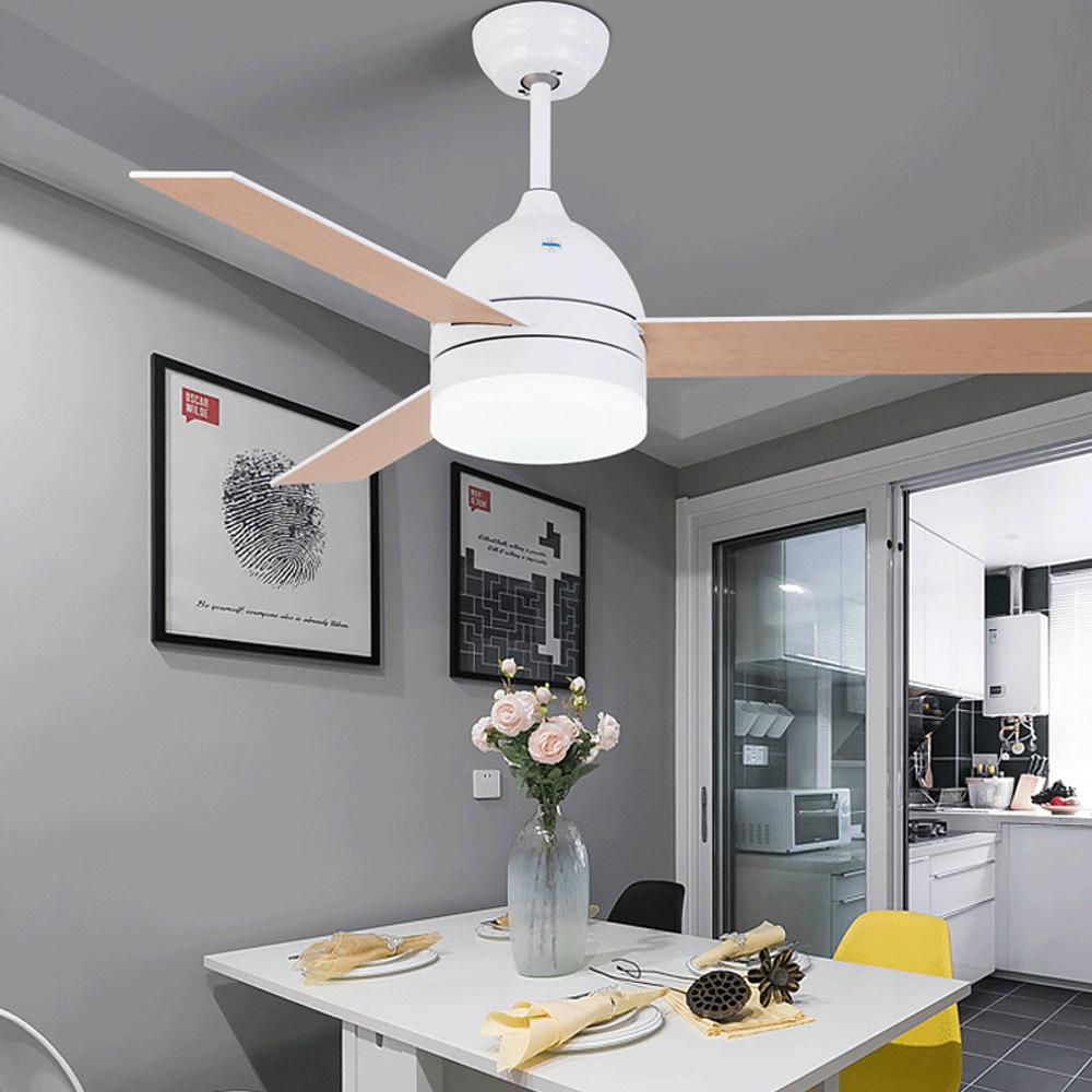 Nordic LED Ceiling Fan with Light – Electroplated Metal & Acrylic Flush Mount