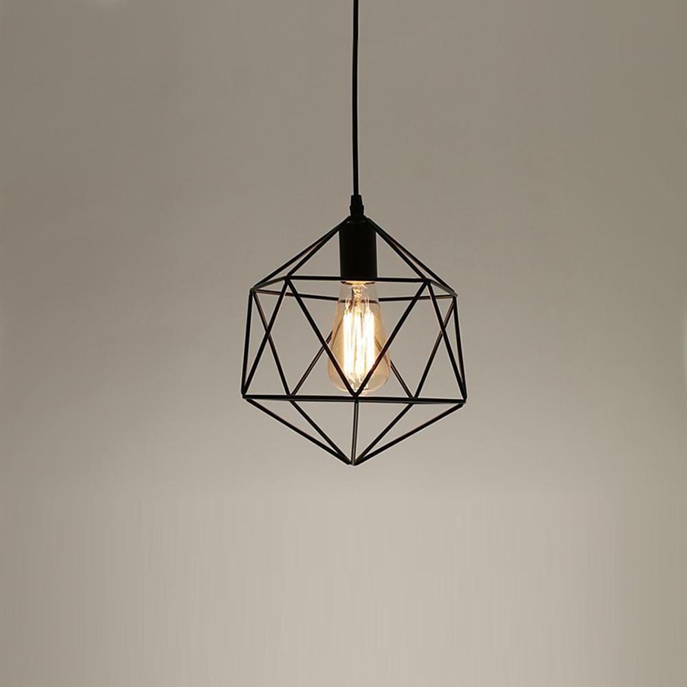 Geometric Cage LED Pendant Light in Black or Rose Gold