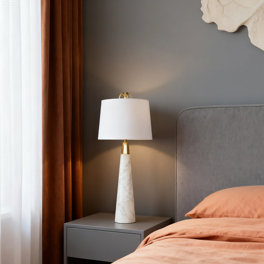 Lumière Marble Table Lamp – Nordic Stone Accent Light for Modern Interiors