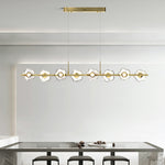 Linear LED Pendant Light in Black or Gold, Modern Nordic Chandelier for Dining and Living Spaces
