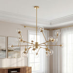 Bubble Sputnik Chandelier with Clear Glass Globes in Gold Finish