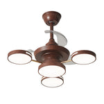 French Vintage Iron Ceiling Fan with Four Lights, 3-Blade LED Fan Lamp