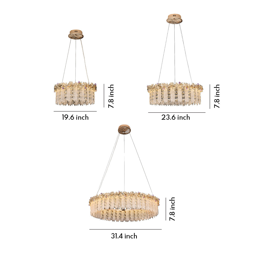 French Minimalist Crystal Chandelier in Champagne Gold Finish