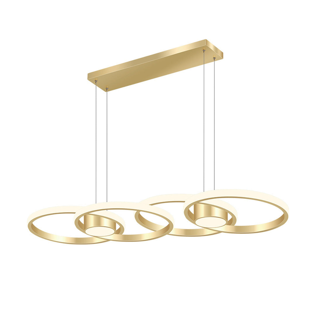 Nordic Gold Linear LED Chandelier with Adjustable Hanging Height