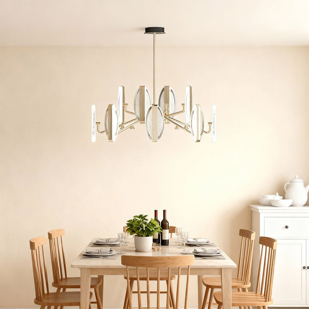 Aurelia Gold Minimalist LED Chandelier with Acrylic Shades