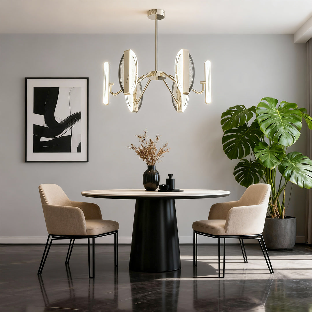 Aurelia Gold Minimalist LED Chandelier with Acrylic Shades