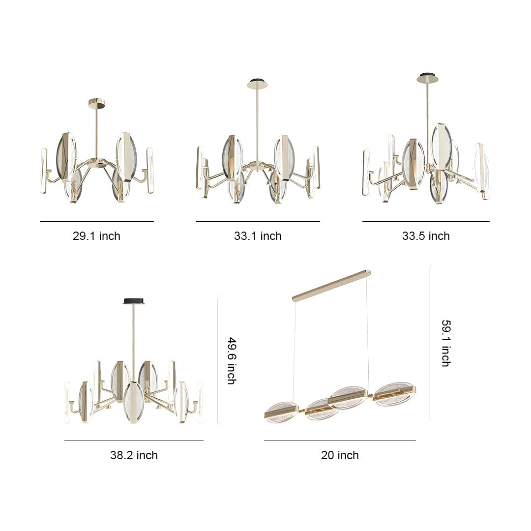 Aurelia Gold Minimalist LED Chandelier with Acrylic Shades