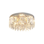 Lumina Crystal Flush Mount Ceiling Light – Modern Round Stainless Steel Fixture