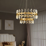 Italian Crystal Chandelier with Gold Iron Frame, Adjustable Hanging