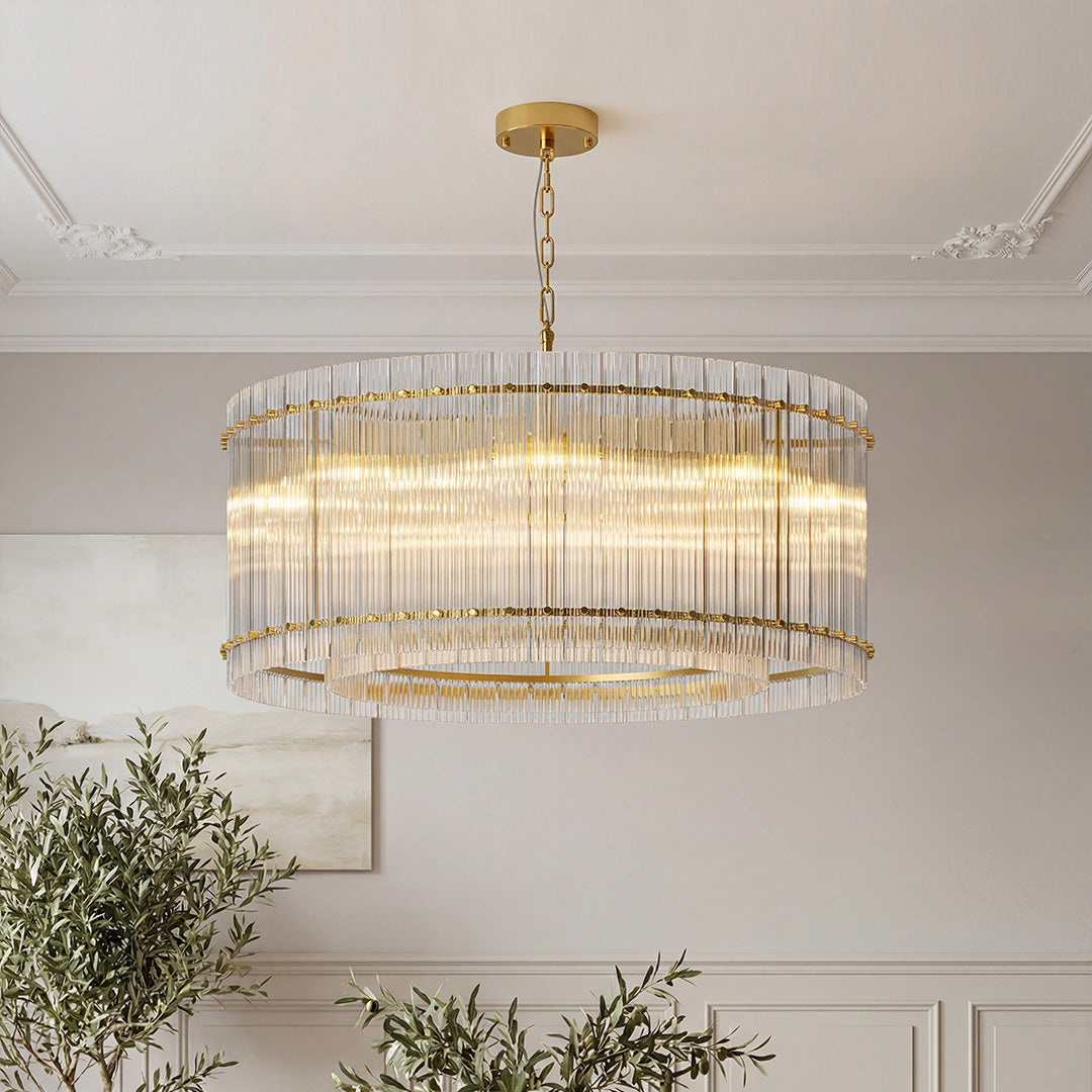 Artisan Iron and Glass Chandelier with Adjustable Chain, 8 or 10 Lights