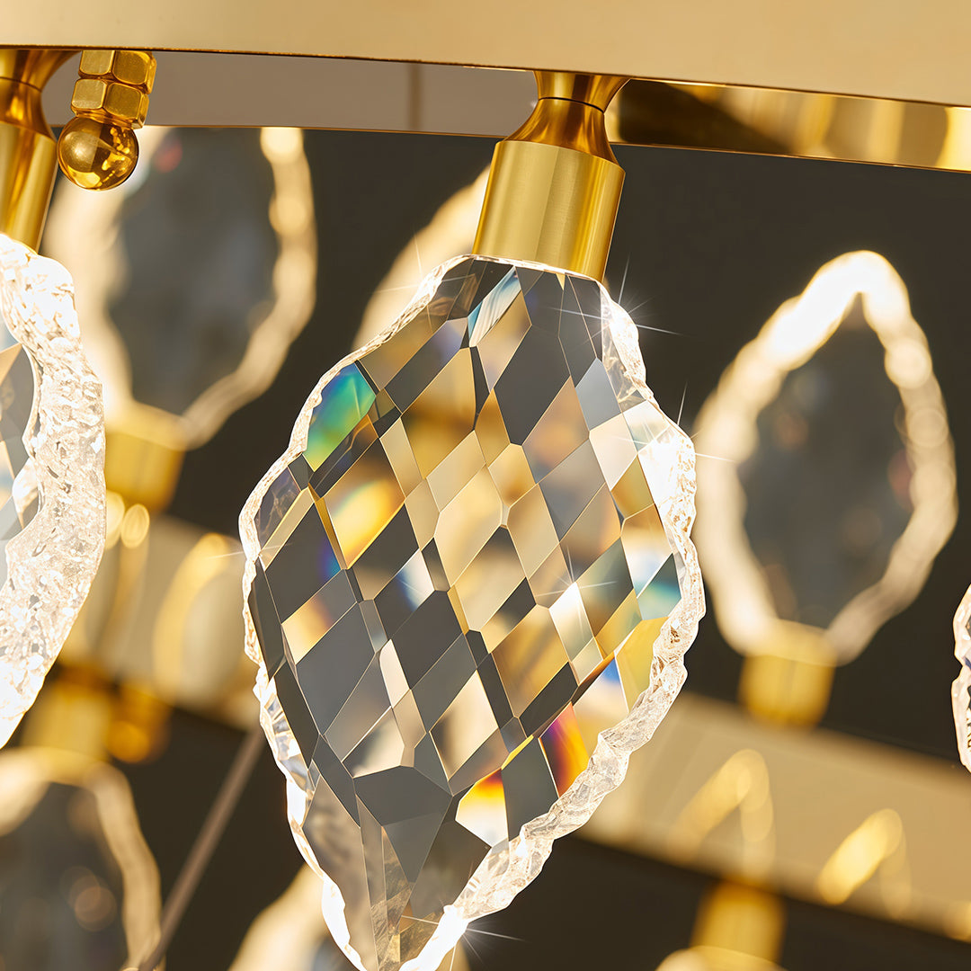 Italian Crystal Chandelier with Gold Iron Frame, Adjustable Hanging