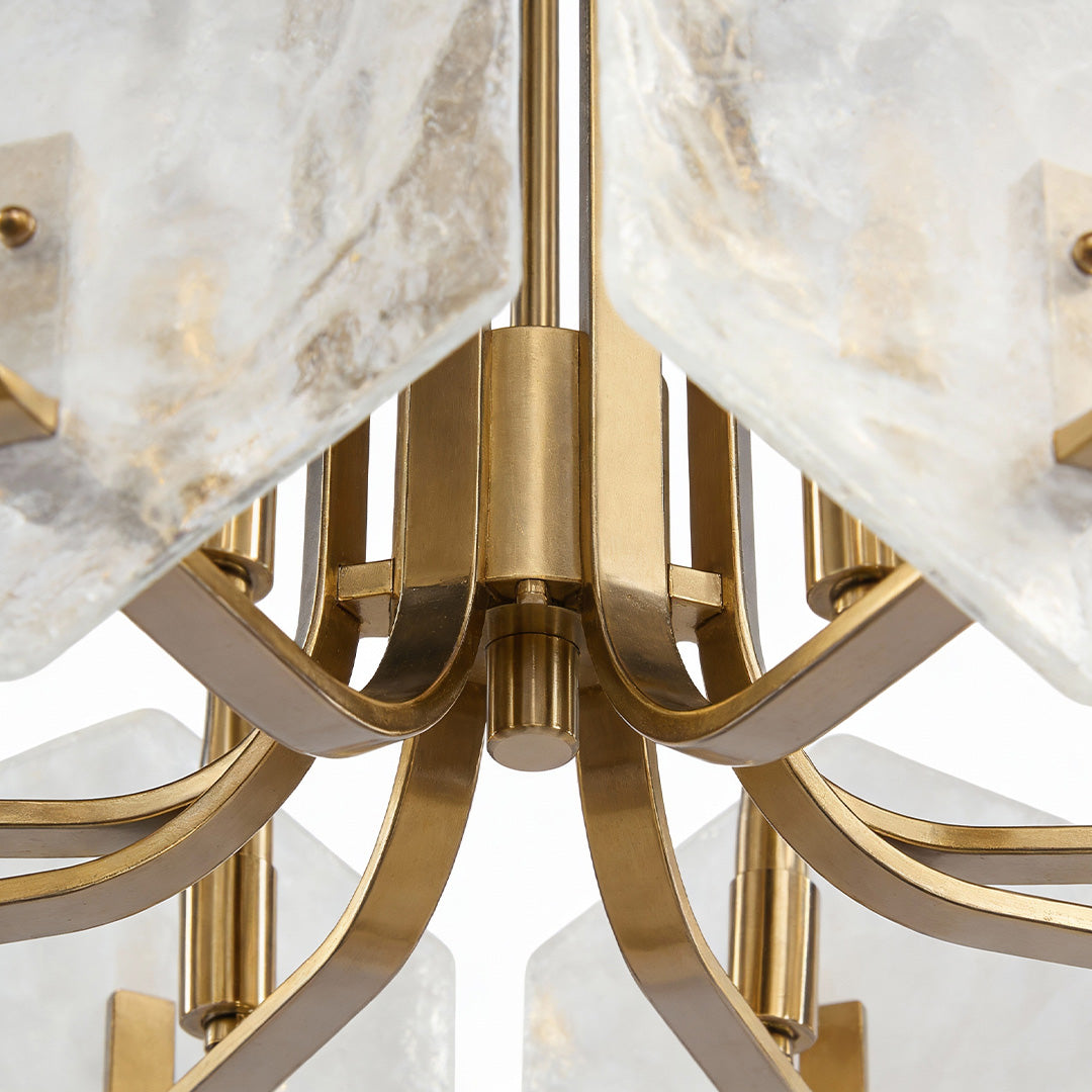 Aurelia Gold Geometric Chandelier – Vintage Industrial Pendant Light for Dining & Living Spaces