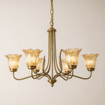 Aurelia Brass and Glass Six-Light Chandelier with Adjustable Chain