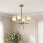 Lumina Brass Glass Chandelier – Modern Minimalist Ceiling Light