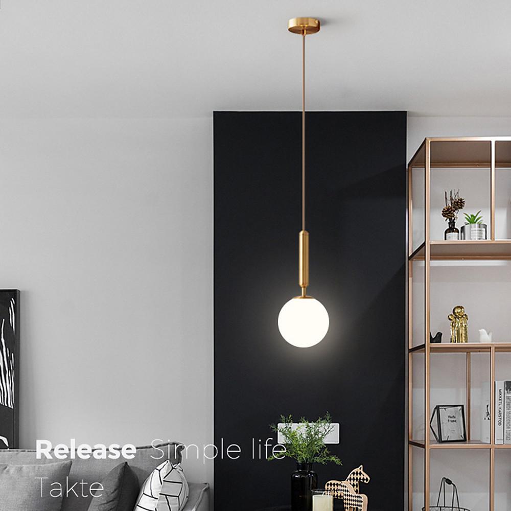 Nordic Glass Globe Pendant Light with Black and Gold Accents