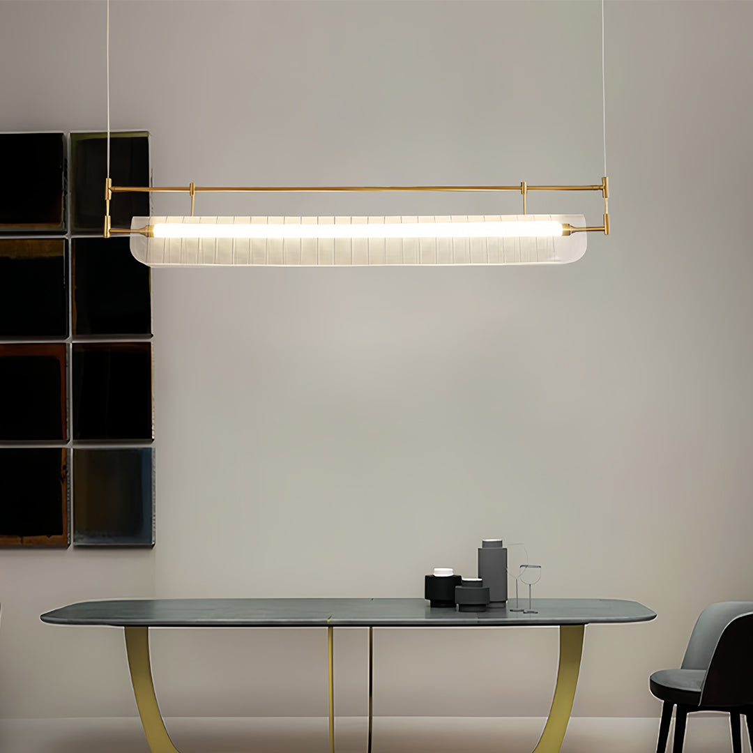 Nordic Linear LED Pendant Light, Minimalist Long Strip Ceiling Lamp for Dining Room and Kitchen Island