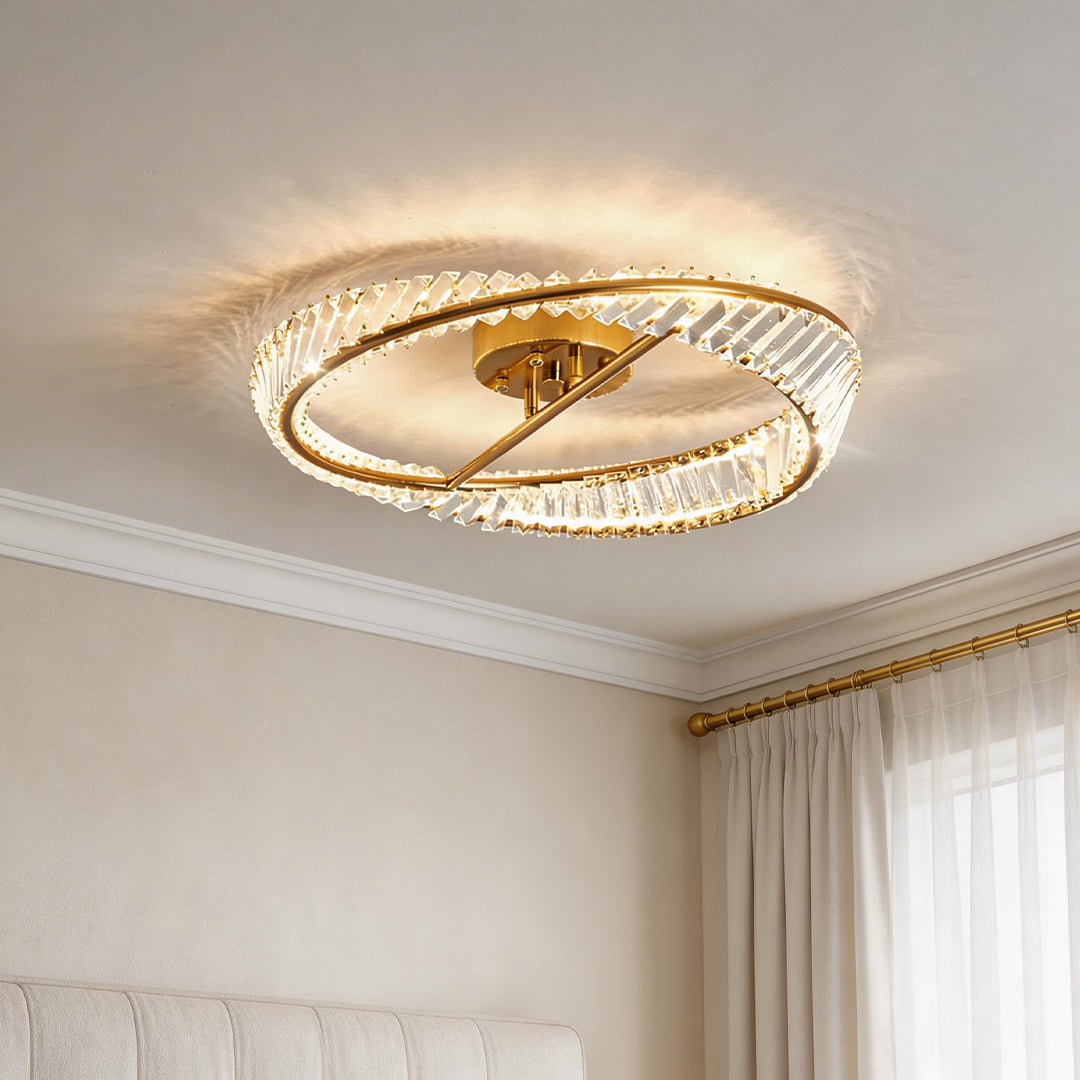 Mobius Gold Crystal Flush Mount Ceiling Light – Modern Luxury LED Ring